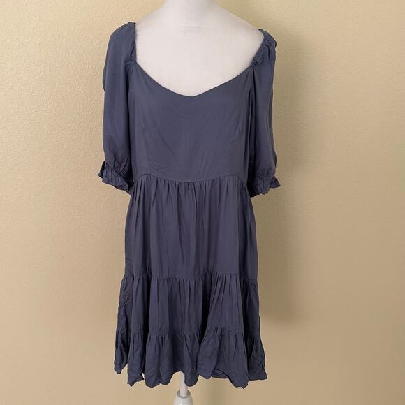 Beyond Words Women's Blue Tiered Puffed Sleeves Dress - L - NWT - Picture 8 of 8